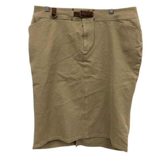 Lauren Ralph Lauren Khaki Skirt w/ Belt - Size 14 Preppy Classic - Picture 1 of 4
